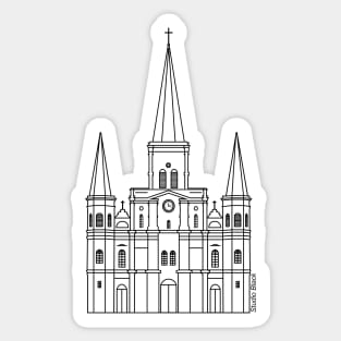 New Orleans St. Louis Cathedral Minimalist Black Outline Sticker